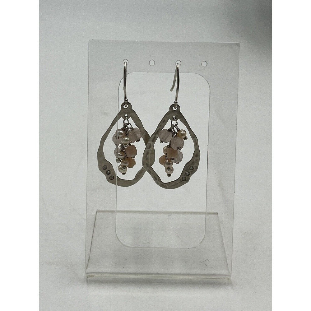 Silpada Earrings W2211 Blush Grape Pink‎ Soapstone Pearl Quartz Dangle Silver - Picture 6 of 12